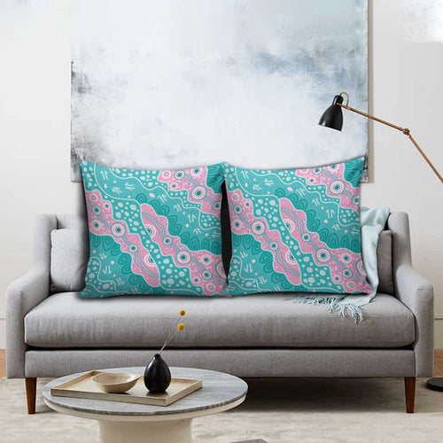 Hereditary Cancer Awareness Australia Indigenous Pillow Cover Pink and Teal - Aussie Hoodie