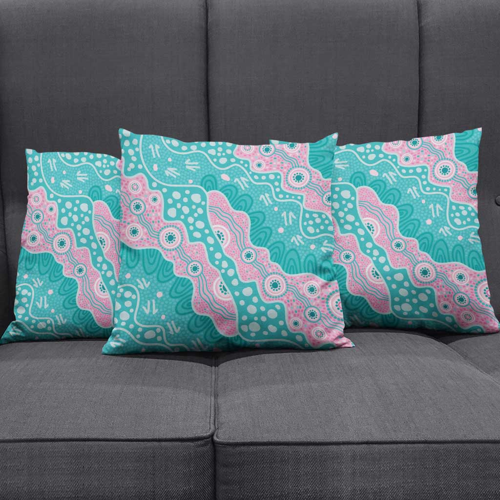 Hereditary Cancer Awareness Australia Indigenous Pillow Cover Pink and Teal - Aussie Hoodie