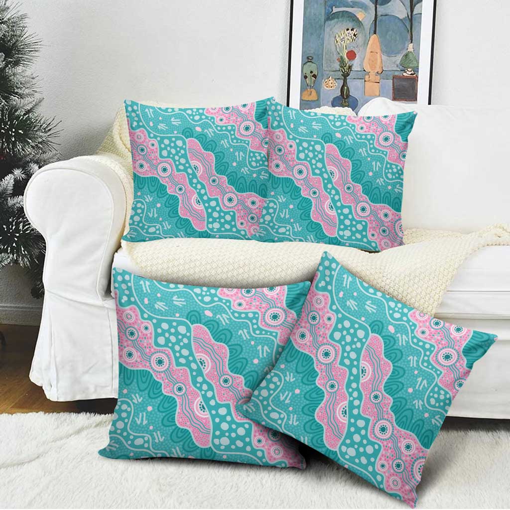 Hereditary Cancer Awareness Australia Indigenous Pillow Cover Pink and Teal - Aussie Hoodie