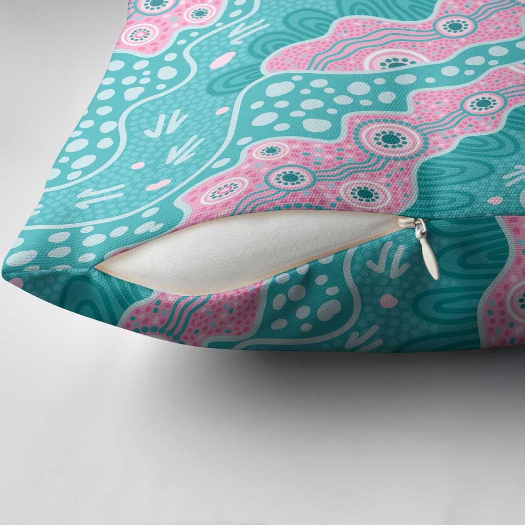 Hereditary Cancer Awareness Australia Indigenous Pillow Cover Pink and Teal - Aussie Hoodie