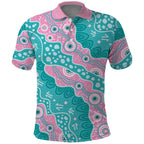 Hereditary Cancer Awareness Australia Indigenous Polo Shirt Pink and Teal - Aussie Hoodie