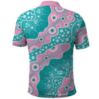 Hereditary Cancer Awareness Australia Indigenous Polo Shirt Pink and Teal - Aussie Hoodie