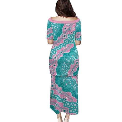 Hereditary Cancer Awareness Australia Indigenous Puletasi Pink and Teal - Aussie Hoodie