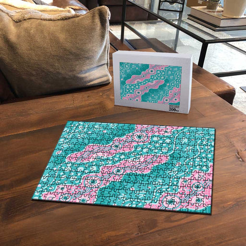 Hereditary Cancer Awareness Australia Indigenous Puzzle Pink and Teal - Aussie Hoodie