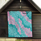 Hereditary Cancer Awareness Australia Indigenous Quilt Pink and Teal - Aussie Hoodie