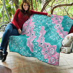 Hereditary Cancer Awareness Australia Indigenous Quilt Pink and Teal - Aussie Hoodie