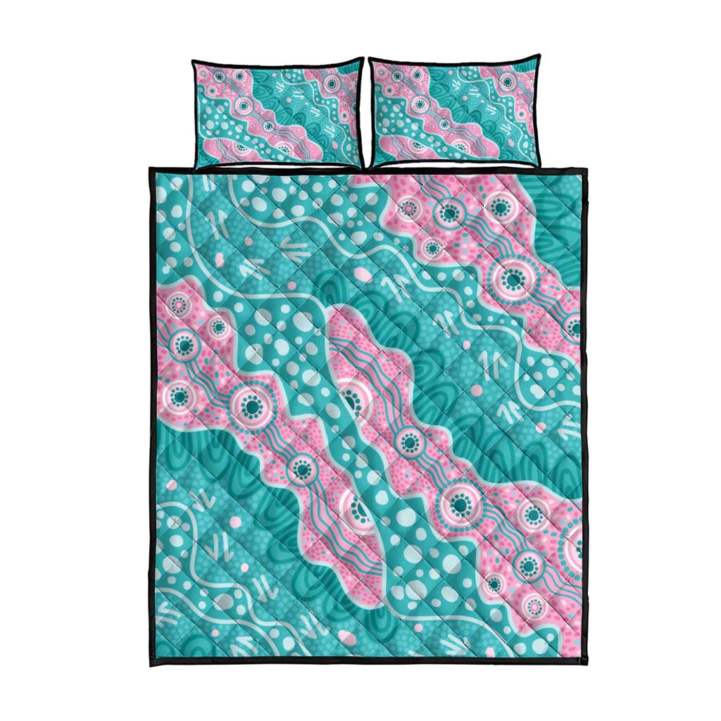 Hereditary Cancer Awareness Australia Indigenous Quilt Bed Set Pink and Teal - Aussie Hoodie