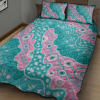 Hereditary Cancer Awareness Australia Indigenous Quilt Bed Set Pink and Teal - Aussie Hoodie