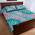 Hereditary Cancer Awareness Australia Indigenous Quilt Bed Set Pink and Teal - Aussie Hoodie