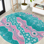 Hereditary Cancer Awareness Australia Indigenous Round Carpet Pink and Teal - Aussie Hoodie