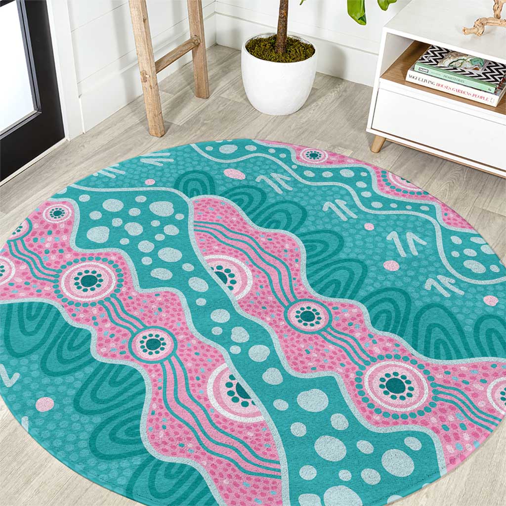 Hereditary Cancer Awareness Australia Indigenous Round Carpet Pink and Teal - Aussie Hoodie