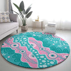 Hereditary Cancer Awareness Australia Indigenous Round Carpet Pink and Teal - Aussie Hoodie