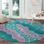 Hereditary Cancer Awareness Australia Indigenous Round Carpet Pink and Teal - Aussie Hoodie