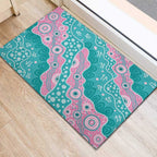 Hereditary Cancer Awareness Australia Indigenous Rubber Doormat Pink and Teal - Aussie Hoodie