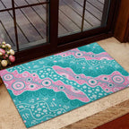 Hereditary Cancer Awareness Australia Indigenous Rubber Doormat Pink and Teal - Aussie Hoodie