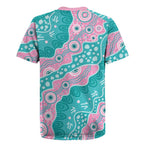 Hereditary Cancer Awareness Australia Indigenous Rugby Jersey Pink and Teal - Aussie Hoodie