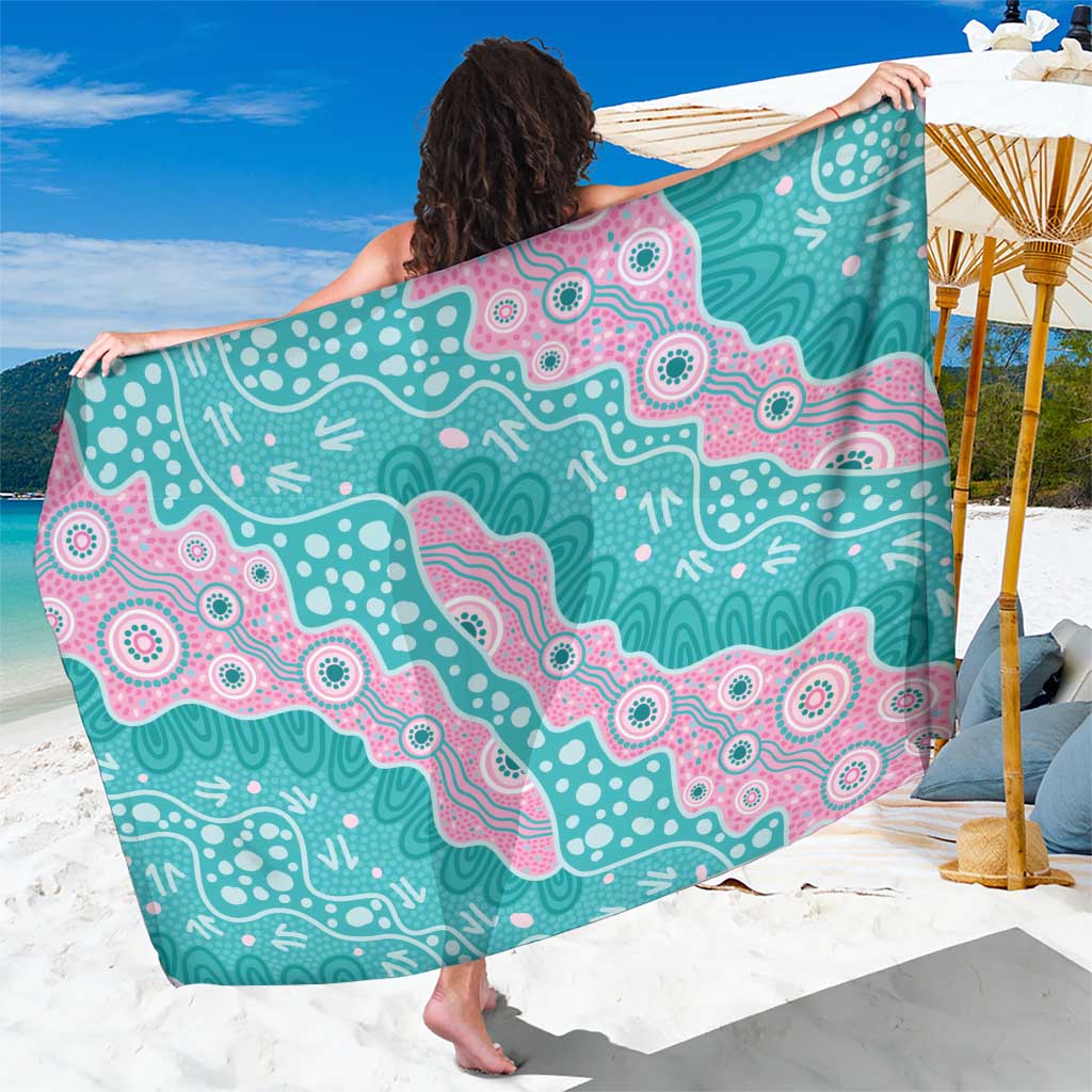 Hereditary Cancer Awareness Australia Indigenous Sarong Pink and Teal - Aussie Hoodie