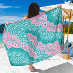 Hereditary Cancer Awareness Australia Indigenous Sarong Pink and Teal - Aussie Hoodie