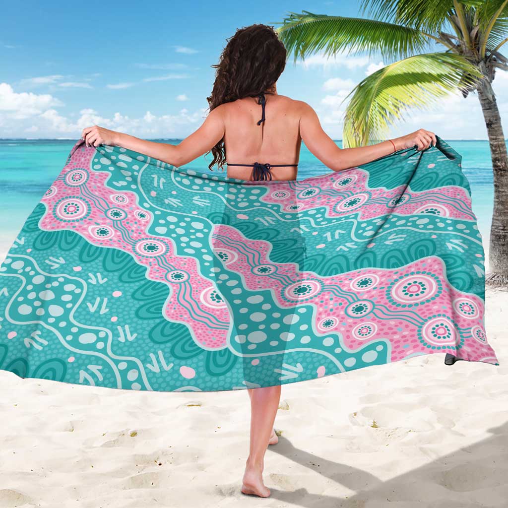 Hereditary Cancer Awareness Australia Indigenous Sarong Pink and Teal - Aussie Hoodie