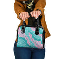 Hereditary Cancer Awareness Australia Indigenous Shoulder Handbag Pink and Teal - Aussie Hoodie