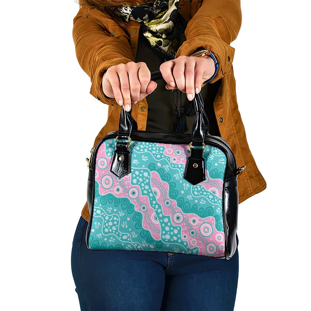 Hereditary Cancer Awareness Australia Indigenous Shoulder Handbag Pink and Teal - Aussie Hoodie