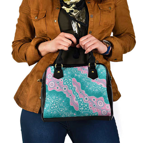 Hereditary Cancer Awareness Australia Indigenous Shoulder Handbag Pink and Teal - Aussie Hoodie