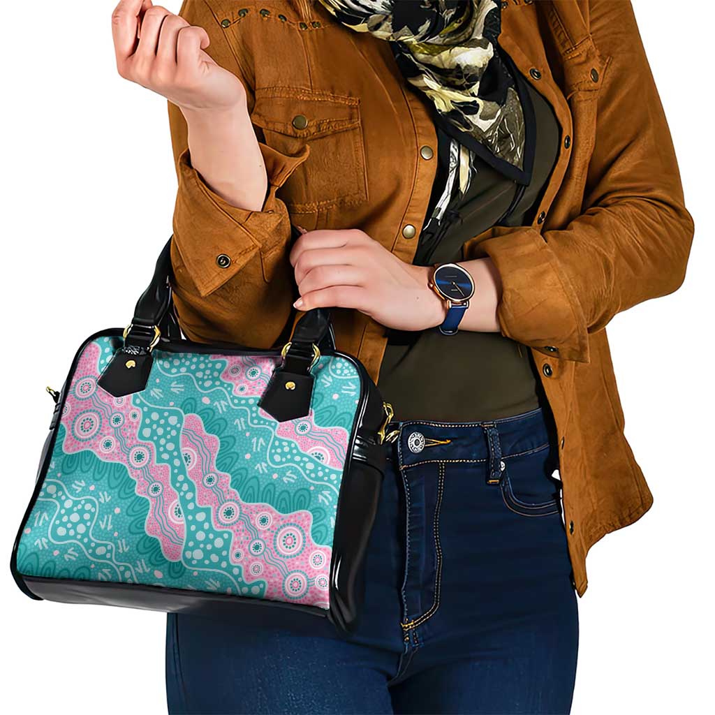 Hereditary Cancer Awareness Australia Indigenous Shoulder Handbag Pink and Teal - Aussie Hoodie