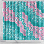 Hereditary Cancer Awareness Australia Indigenous Shower Curtain Pink and Teal - Aussie Hoodie