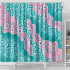 Hereditary Cancer Awareness Australia Indigenous Shower Curtain Pink and Teal - Aussie Hoodie