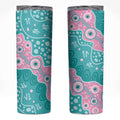 Hereditary Cancer Awareness Australia Indigenous Skinny Tumbler Pink and Teal - Aussie Hoodie