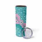 Hereditary Cancer Awareness Australia Indigenous Skinny Tumbler Pink and Teal - Aussie Hoodie