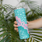 Hereditary Cancer Awareness Australia Indigenous Skinny Tumbler Pink and Teal - Aussie Hoodie