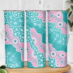 Hereditary Cancer Awareness Australia Indigenous Skinny Tumbler Pink and Teal - Aussie Hoodie