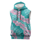Hereditary Cancer Awareness Australia Indigenous Sleeveless Hoodie Pink and Teal - Aussie Hoodie