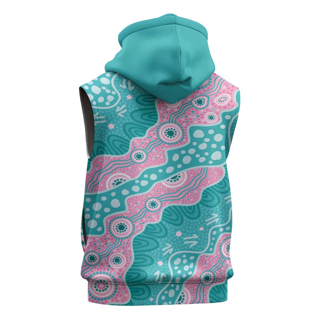 Hereditary Cancer Awareness Australia Indigenous Sleeveless Hoodie Pink and Teal - Aussie Hoodie