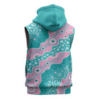 Hereditary Cancer Awareness Australia Indigenous Sleeveless Hoodie Pink and Teal - Aussie Hoodie