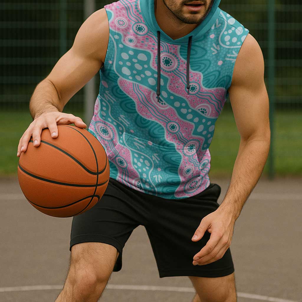 Hereditary Cancer Awareness Australia Indigenous Sleeveless Hoodie Pink and Teal - Aussie Hoodie