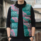 Hereditary Cancer Awareness Australia Indigenous Sleeveless Puffer Jacket Pink and Teal - Aussie Hoodie