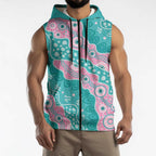 Hereditary Cancer Awareness Australia Indigenous Sleeveless Zip Hoodie Pink and Teal - Aussie Hoodie