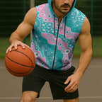 Hereditary Cancer Awareness Australia Indigenous Sleeveless Zip Hoodie Pink and Teal - Aussie Hoodie