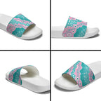 Hereditary Cancer Awareness Australia Indigenous Slide Sandals Pink and Teal - Aussie Hoodie