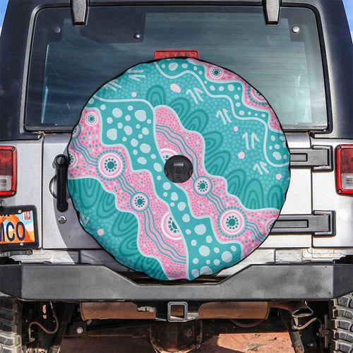 Hereditary Cancer Awareness Australia Indigenous Spare Tire Cover Pink and Teal - Aussie Hoodie