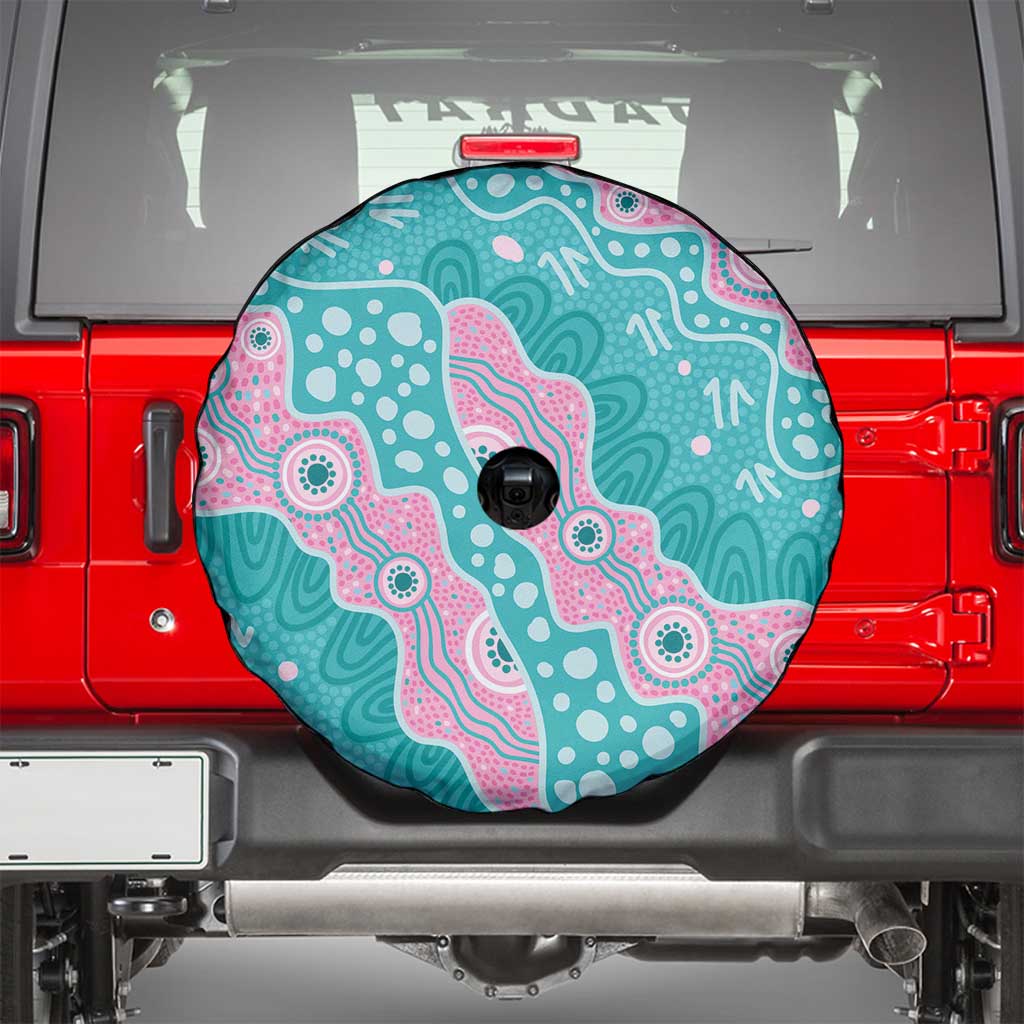 Hereditary Cancer Awareness Australia Indigenous Spare Tire Cover Pink and Teal - Aussie Hoodie
