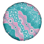 Hereditary Cancer Awareness Australia Indigenous Spare Tire Cover Pink and Teal - Aussie Hoodie