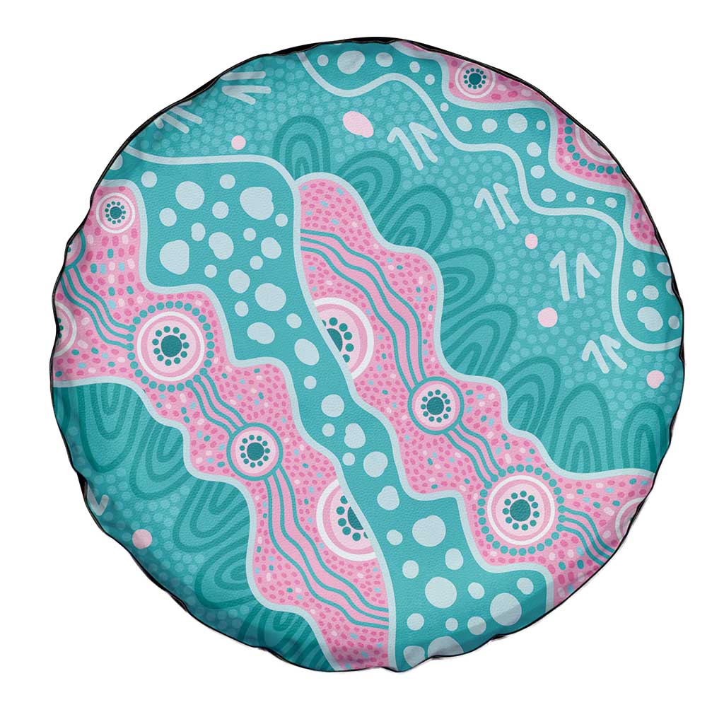 Hereditary Cancer Awareness Australia Indigenous Spare Tire Cover Pink and Teal - Aussie Hoodie