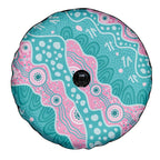 Hereditary Cancer Awareness Australia Indigenous Spare Tire Cover Pink and Teal - Aussie Hoodie