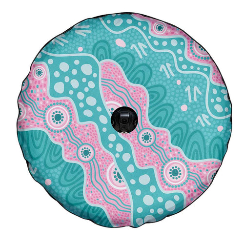 Hereditary Cancer Awareness Australia Indigenous Spare Tire Cover Pink and Teal - Aussie Hoodie