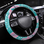 Hereditary Cancer Awareness Australia Indigenous Steering Wheel Cover Pink and Teal - Aussie Hoodie