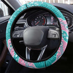 Hereditary Cancer Awareness Australia Indigenous Steering Wheel Cover Pink and Teal - Aussie Hoodie