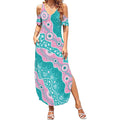Hereditary Cancer Awareness Australia Indigenous Summer Maxi Dress Pink and Teal - Aussie Hoodie